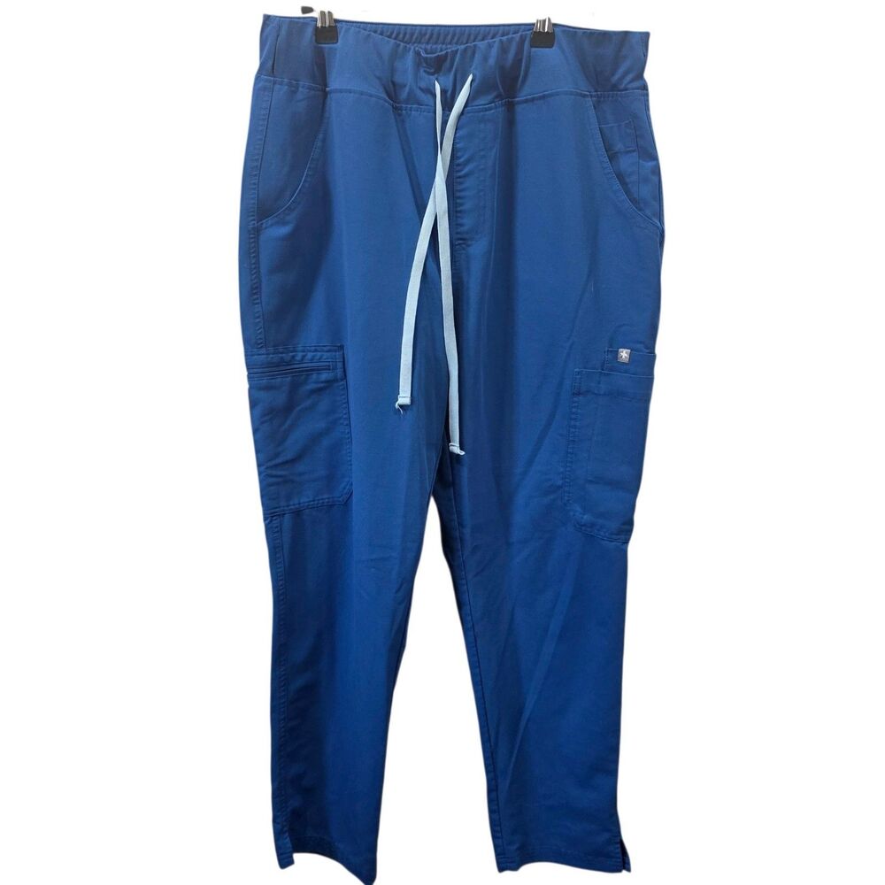FIGS Kade Cargo Scrub‎ Pants Womens Blue Drawstring Stretch Medical XL